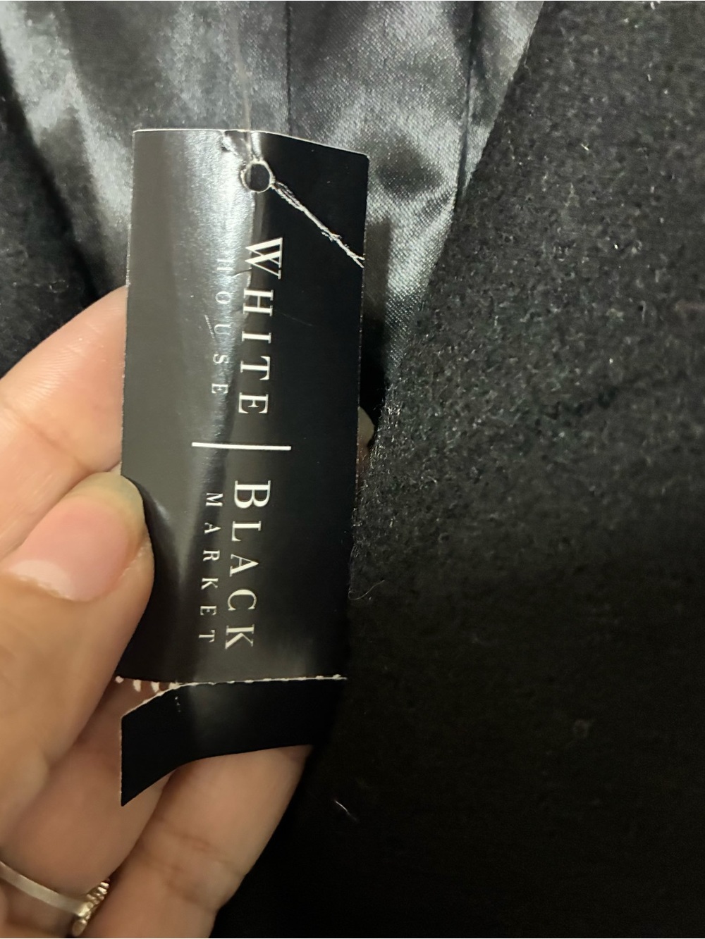 NWT White House Black Market Black Shawl Collar Wool-Blend Wrap Coat w belt - Picture 3 of 10